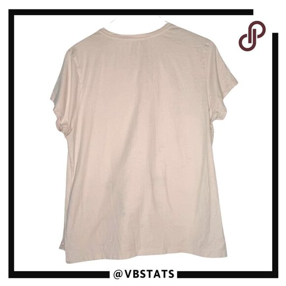 Bench Women's Cotton Stretch Short Sleeve Crew Neck T-Shirt Solid Cream Size XL - Picture 2 of 4